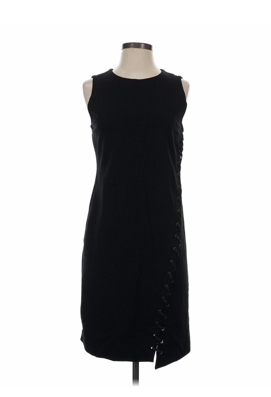 NWT SZ 4 T Tahari Black Sheath Crew Neck Braided Side Casual dress
